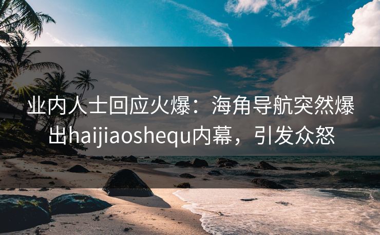 业内人士回应火爆：海角导航突然爆出haijiaoshequ内幕，引发众怒