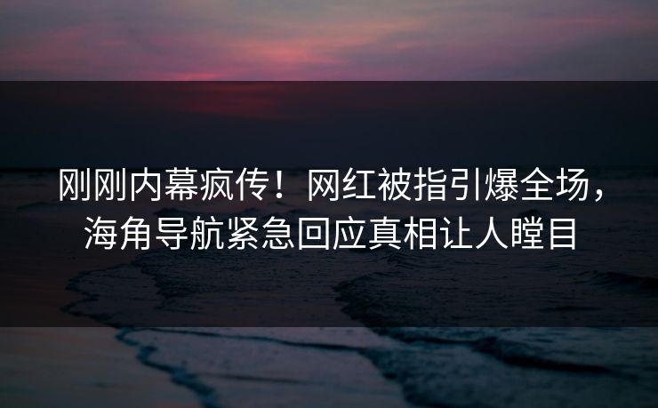 刚刚内幕疯传！网红被指引爆全场，海角导航紧急回应真相让人瞠目