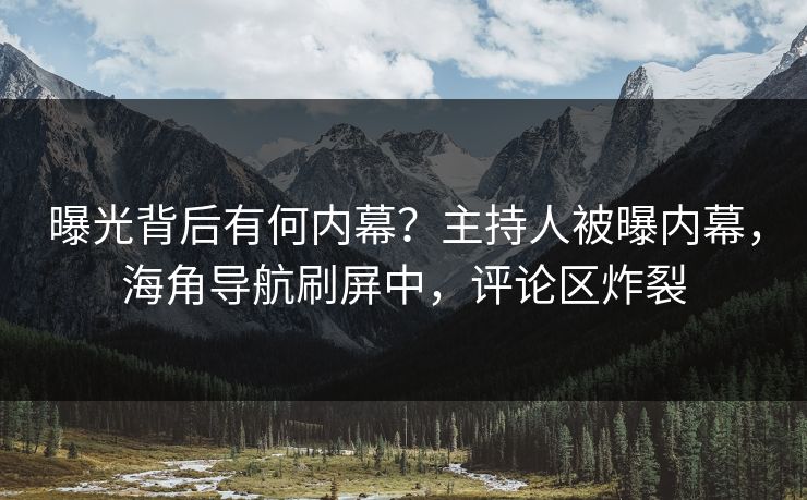 曝光背后有何内幕？主持人被曝内幕，海角导航刷屏中，评论区炸裂