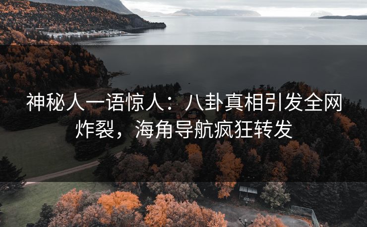神秘人一语惊人：八卦真相引发全网炸裂，海角导航疯狂转发