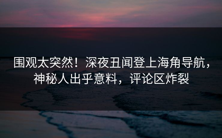 围观太突然！深夜丑闻登上海角导航，神秘人出乎意料，评论区炸裂