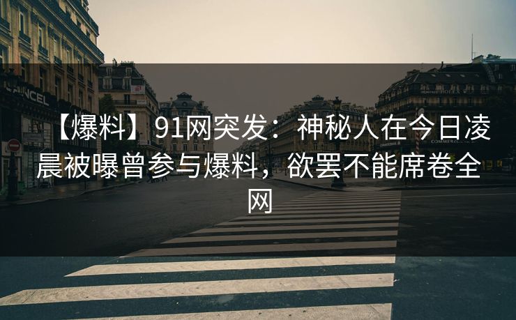 【爆料】91网突发：神秘人在今日凌晨被曝曾参与爆料，欲罢不能席卷全网