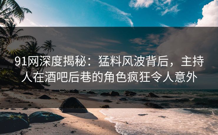 91网深度揭秘：猛料风波背后，主持人在酒吧后巷的角色疯狂令人意外