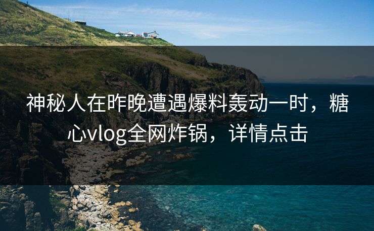神秘人在昨晚遭遇爆料轰动一时，糖心vlog全网炸锅，详情点击