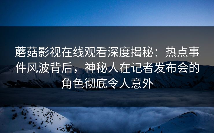 蘑菇影视在线观看深度揭秘：热点事件风波背后，神秘人在记者发布会的角色彻底令人意外