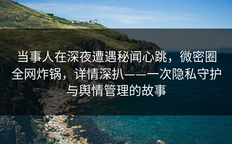 当事人在深夜遭遇秘闻心跳，微密圈全网炸锅，详情深扒——一次隐私守护与舆情管理的故事