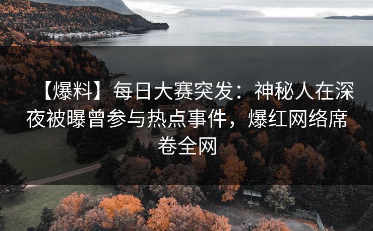 【爆料】每日大赛突发：神秘人在深夜被曝曾参与热点事件，爆红网络席卷全网